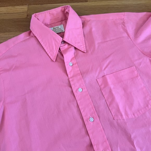 Kent Collection by Arrow Sanforized Vintage 70s PINK Dress Shirt – Men’s 16x34 - Picture 3 of 7